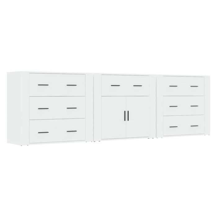 VidaXL Buffets 3 pcs Blanc Bois d'ingénierie 3185423