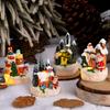 Cute Christmas House Ornaments Resin Miniature Figurine Sculptures House Statue Light  Festival