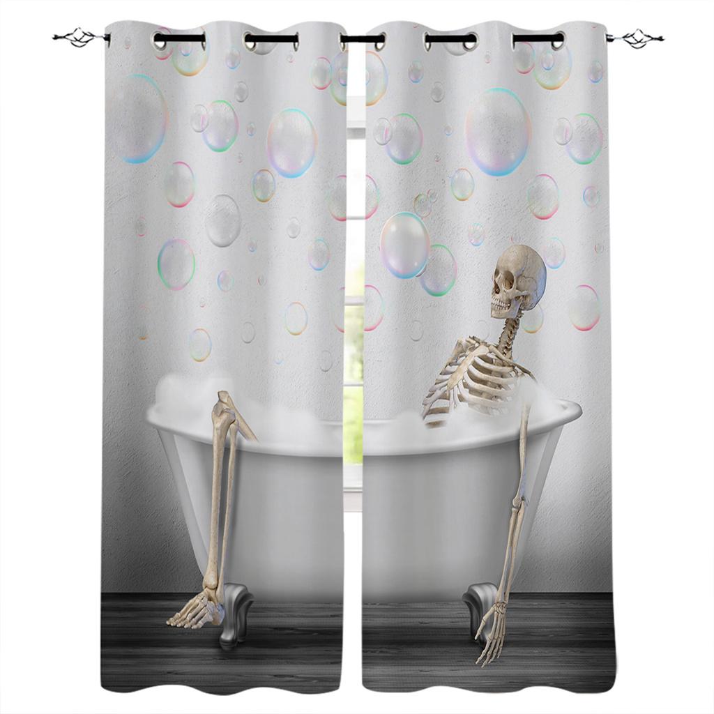 Skull Head Wall Skeleten Hall Window Curtains For the Kids Bedroom Living Room Bthroom Treatments Kitchen Decor Drapes Blinds