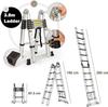 3.8M A-Frame Telescoping Ladder,Dual Purpose Stainless Steel Telescopic Ladder with Support Bar,330lb Load Capacity(1.9M+1.9M)