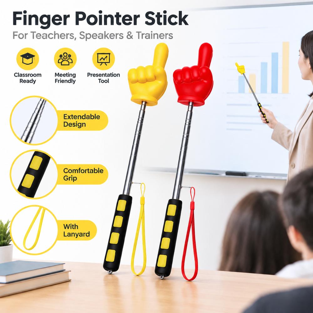 2pcs Soft Grip Handle Extendable Finger Pointer Telescopic Teacher Hand Pointer Classroom
