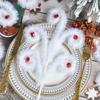 4pcs/set Faux Rabbit Fur Christmas Tree Decorations with Candy Bells Branches Polyester Holiday Ornaments for Xmas Decor