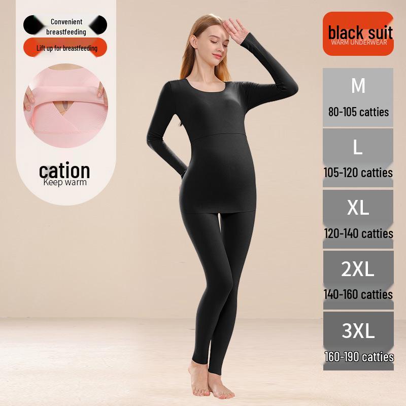 

Autumn/Winter Maternity & Nursing Pajama Set - Thick Fleece, Warm Postpartum Confinement Wear XL (60-70 kg)