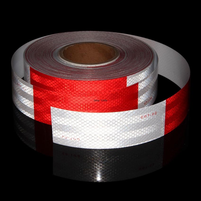 DOT-C2 Reflective Adhesive Tape 5cm*10m Red White Diamond Grade Conspicuity Reflectors Strip Waterproof Stickers For Vehicle Car