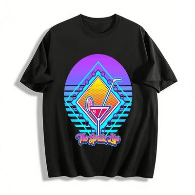 Retro Style The Spritz Life Cocktail Print Casual Top Pure Cotton T-shirt