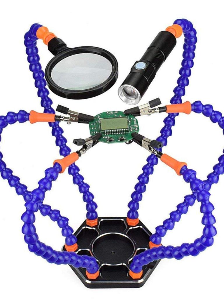 Six-Claw Multi-Functional Aluminum RC Model FPV Soldering Iron Stand Clip Tool