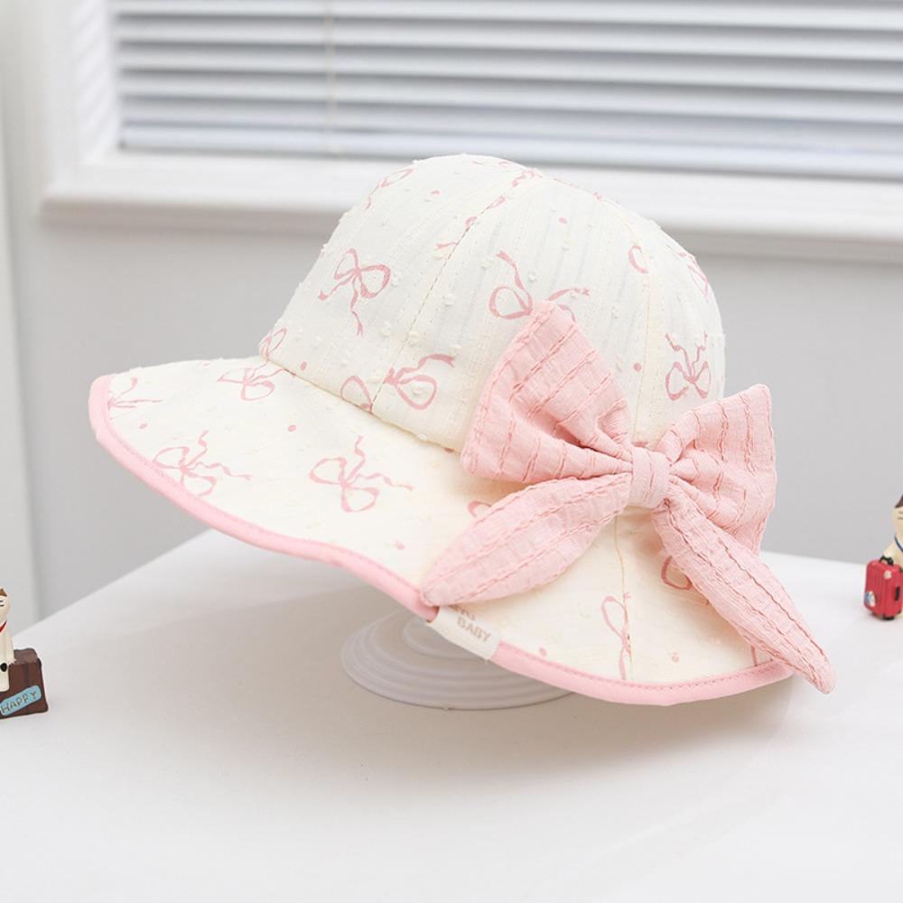Kawaii Baby Fishermen Hat Bowknot Kids Bucket Hat Sunscreen Children Sun Hat  Apparel Accessories