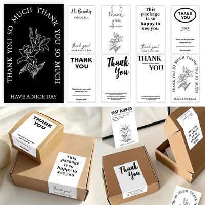 50PCS White Thank You for Your Order Stickers Commodity Packaging for Small Business Flower Sealing Labels 5.4*9cm Gift Wrapping