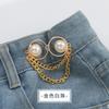 4pcs Pearl Chain Button Pins for Loose Jeans No Sew Pant Waist Tightener Adjustable Button Waistband Tightener Clips for Women