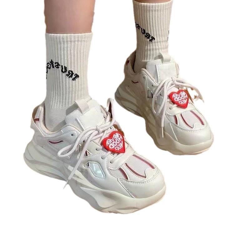 Love Dad Shoes 2025 Autumn Internet Celebrity Dopamine Platform Women's Shoes Spot Leisure Sports Student White Shoes