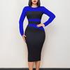 Women's New Fashion Temperament Elegant Tongle Color Matching Hip-wrapped Large-size Dress