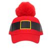 Christmas Baseball Cap Red Adjustable Baseball Cap With Furry Ball