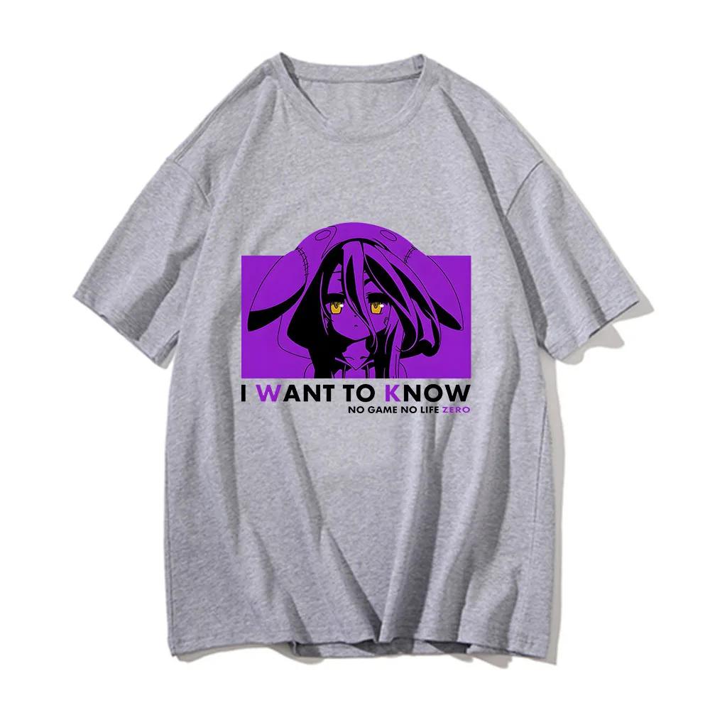 No Game No Life Cartoon Men and Women T Shirt Pure Cotton 2023 New Arrival Summer Unisex Binary Anime Tops with L Want To Know
