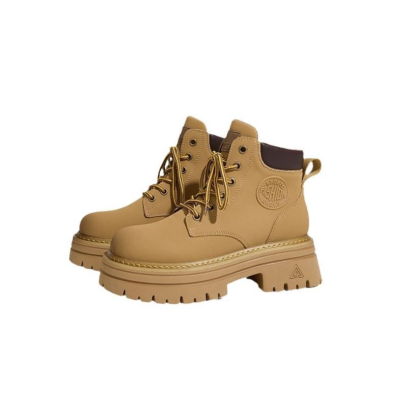 Rhubarb boots women's spring new thick-soled heightening Martin boots women's outdoor leisure sports short boots fashion boots