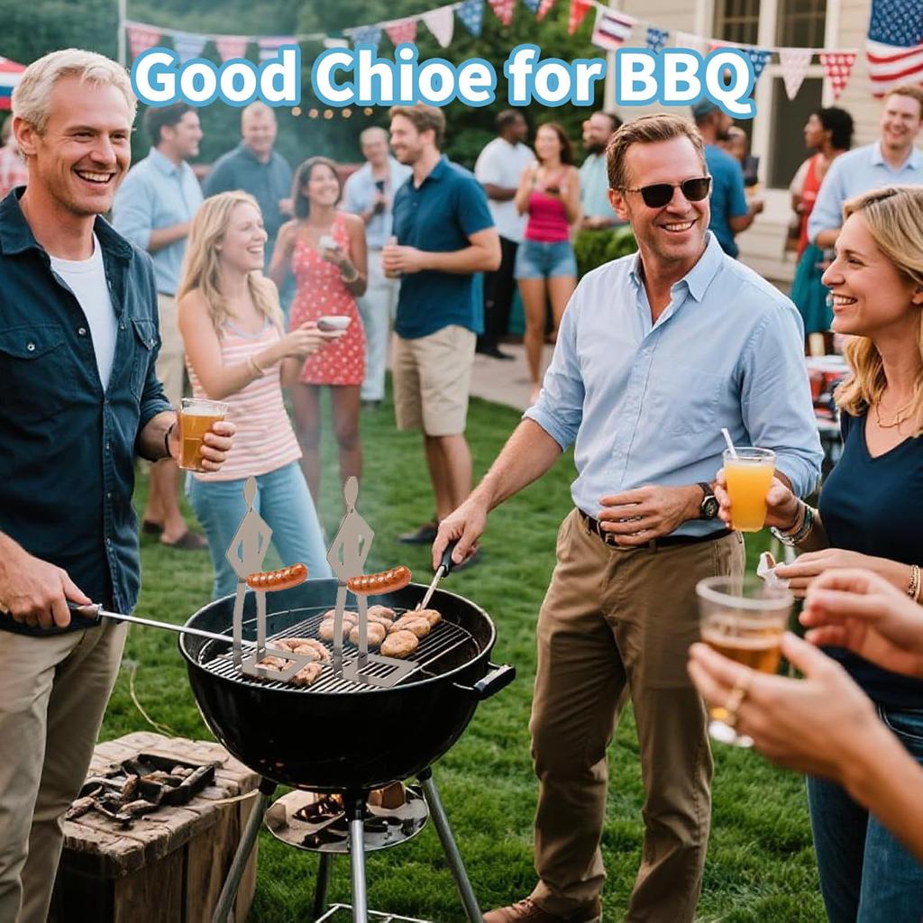 Rolig BBQ Korvställ Man Varmkorvshållare Återanvändbar Rostfri Varmkorvsrost och Ställ Barbecue Grilltillbehör för Camping och Nyhetsparty