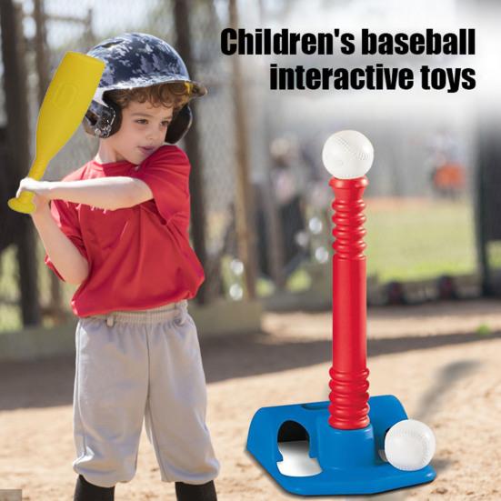 Kids Baseball Toy Set with 4 Balls And Launcher T Ball Set Toddler Interactive Baseball Game Complete Mini Baseball Kit