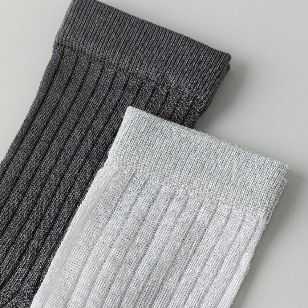 Stripe Business Socks Men Mesh Thin Men Tube Socks Comfortable Mid-calf Socks Men  Summer
