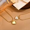 Chic Zircon Shell Heart Necklace for Women Stainless Steel Round Snake Chain Pendant Necklaces Valentine's Jewelry Gifts