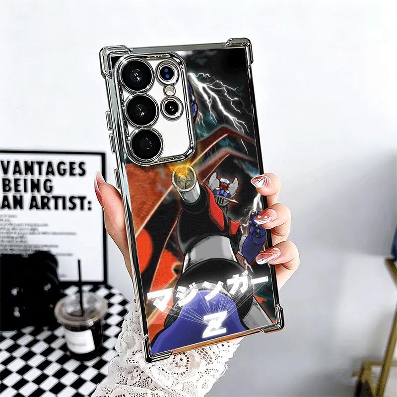 

M-Mazinger Z Anime Plating Phone Case For Samsung Galaxy S24 S25 FE S26 Edge S23 Ultra S22 S21 Plus S20 Anti-Fall Airabag Cover Samsung S21 FE