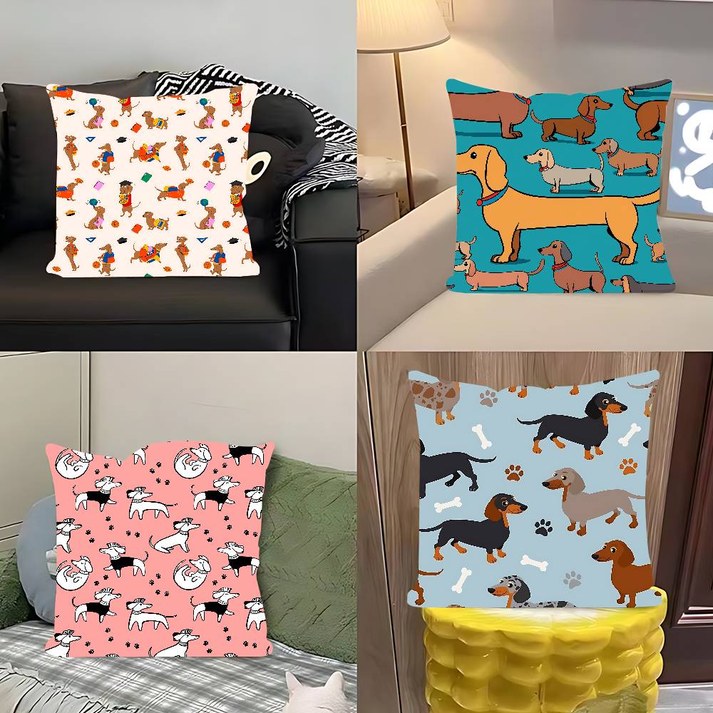 Söt Tecknad Tax Kuddfodral Avtagbart Tvättbart Kuddfodral – Mjukt Linne för Alla Årstider