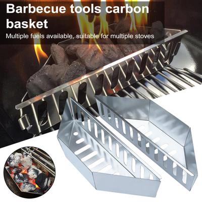 2 Pcs BBQ Charcoal Basket Briquette Holders Wood Chips Grill Accessories Stainless Steel Even