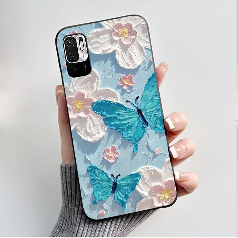 Luxury Fashion Butterfly Flower Case For Redmi Note 10 10T JE Phone Case For Xiaomi Redmi Note10T JE Soft Silicone Cover Casing