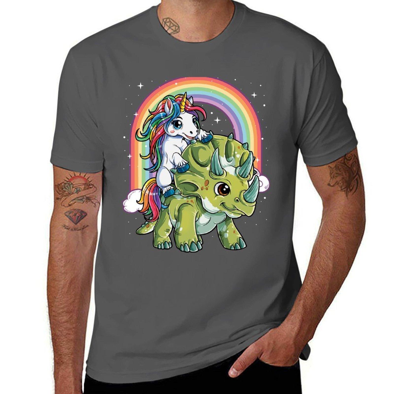 

Unicorn Riding Dinosaur Shirt for Girls Women Kids Boys Men Unicorn Triceratops Lover Gift T-Shirt t shirt for man T-Shirt 4XL