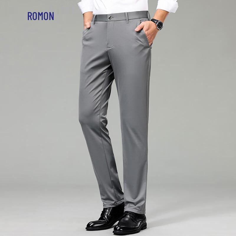 Romensi Men's Ice Silk Anti-Wrinkle Casual Pants