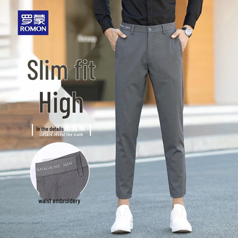 

ROMON Men s Thickened Warm Elastic Waist Cropped Trousers 30