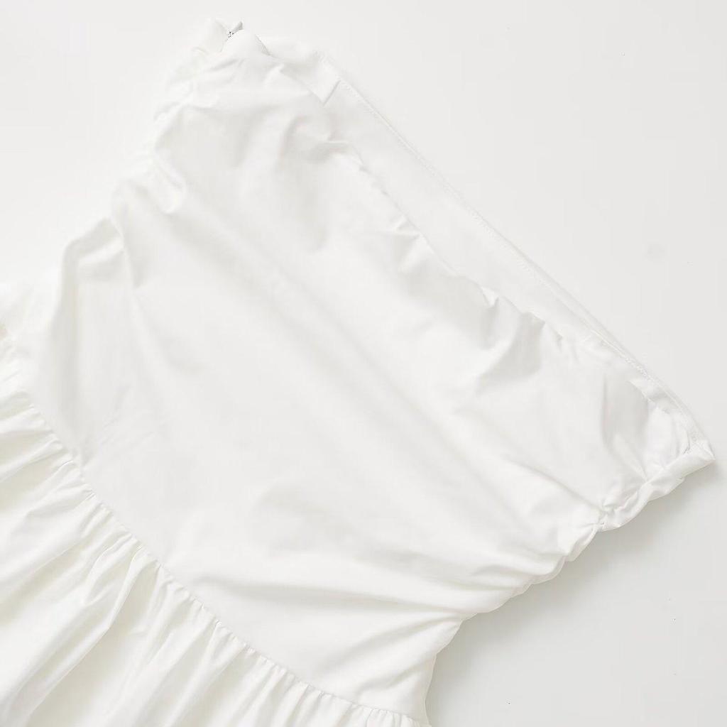 SAW Women's Fashion Strapless Wave Edge Poplin Top F7-8800