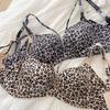 Sexy leopard print underwear girl small chest flat chest special gathering without steel ring upper support secondary breasts thickened bra bra