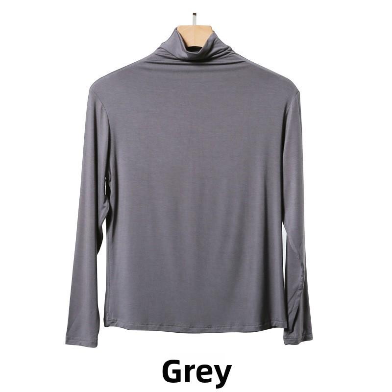 Solid Color Long Sleeve T Shirt For Women With High Neck And Spliced Design