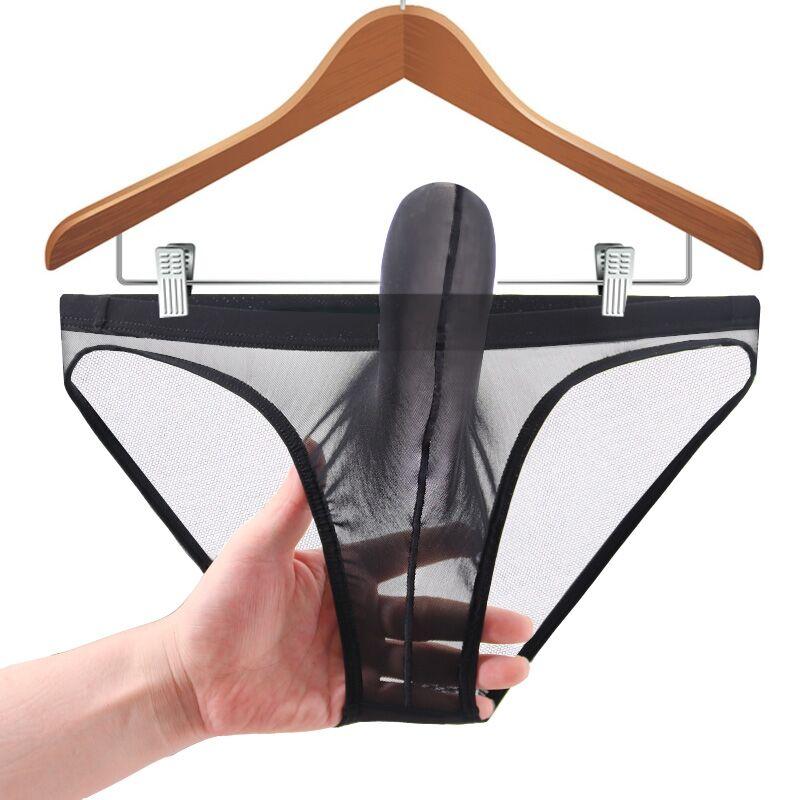Large Size Mens Underwear Sexy Elephant Nose Briefs Ultra Thin Mesh Bikini Knickers Seamless Elastic Lingerie Panty Comfortable Fit