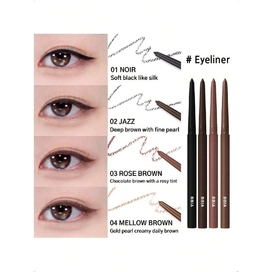 Bbia Last Auto Gel Eyeliner Långvarig Vattentät Gel Formula Med E-vitamin 0,3g Precisionsvridbar Spets För Vassa Linjer & Rökiga Ögon