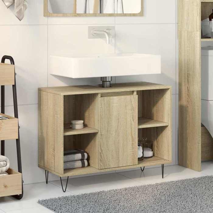 VidaXL Bathroom Cabinet Sonoma Oak 80x33x60cm Engineered Wood, Bathroom Storage Cabinet, Cabinet of 849680
