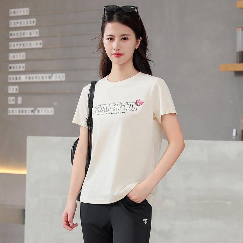 Spring-Summer Women's Casual Crew Neck Short Sleeve Solid Color Loose T-Shirt