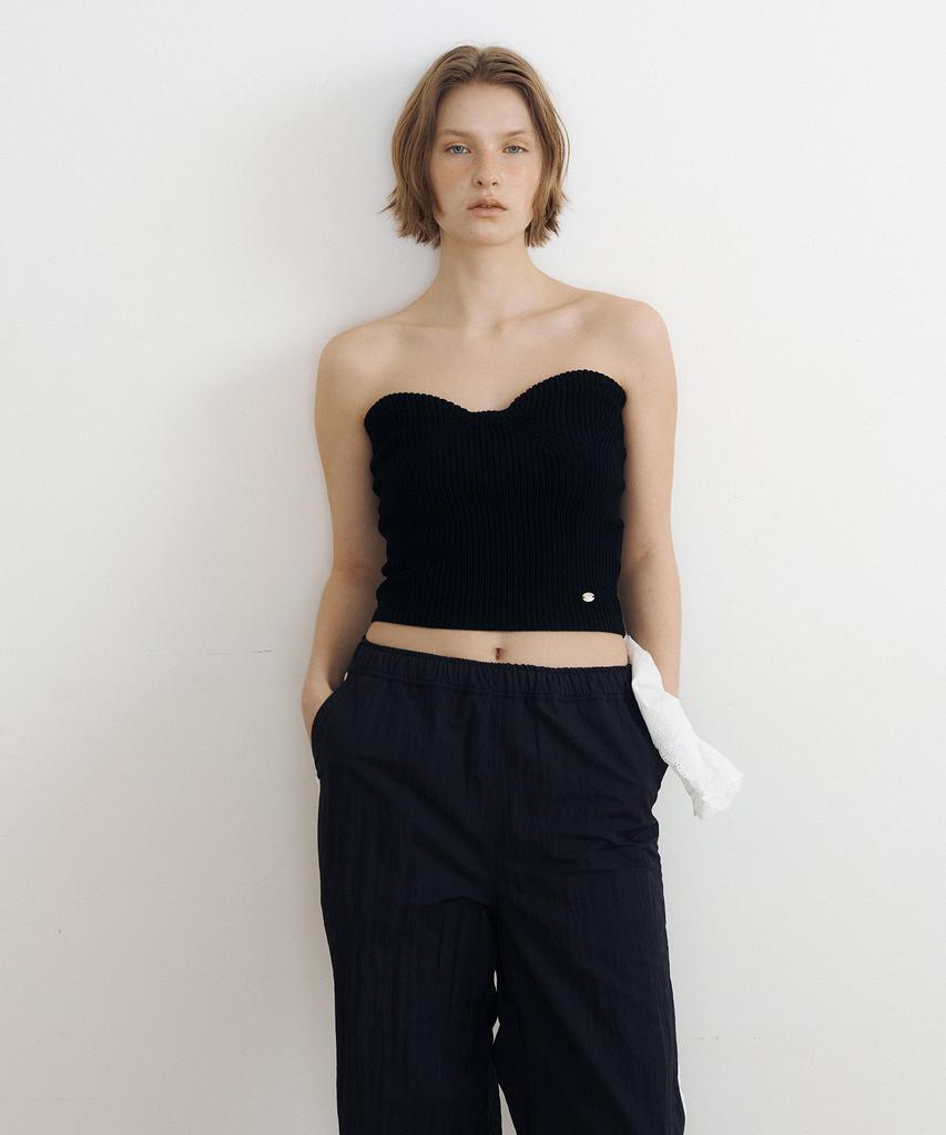 LUCIR ZU Heart Neck Knit Bustier + Halter Strap (Black)