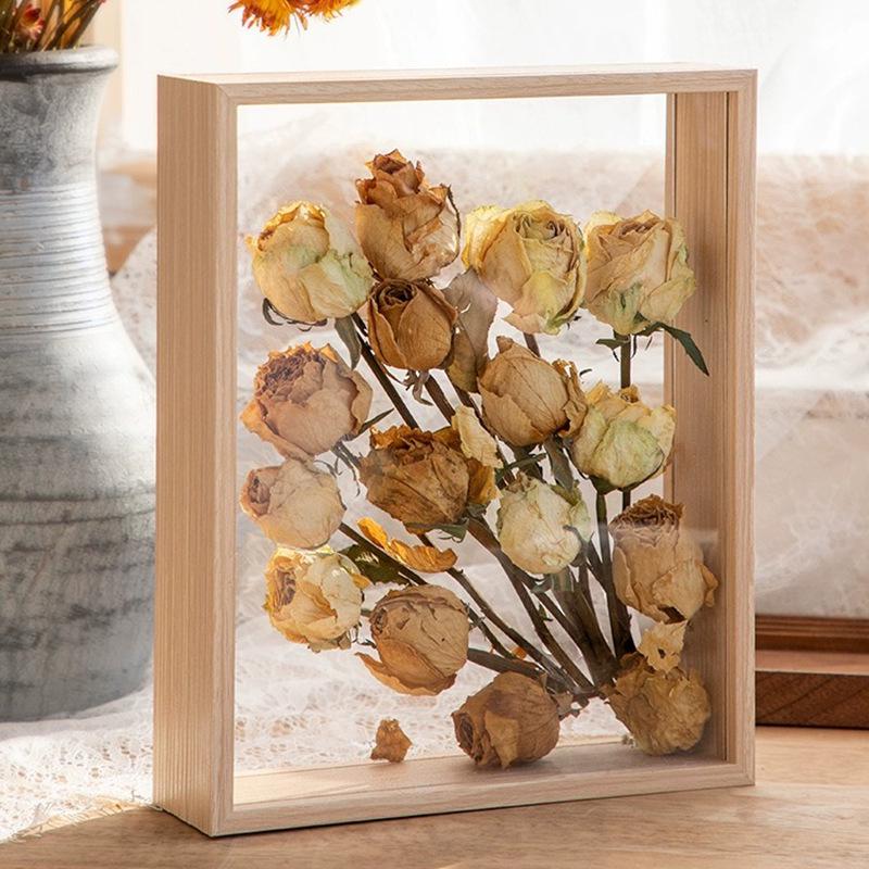 Handmade 3D Eternal Flower Frame: Baby's Breath & Rose Dried Floral Decoration
