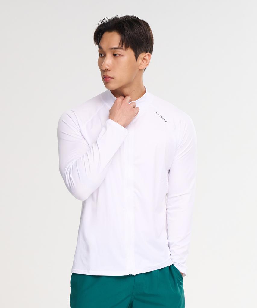 Leijibi Multi-Cooling Essential Loose Fit Zip-Up Rash Guard M White