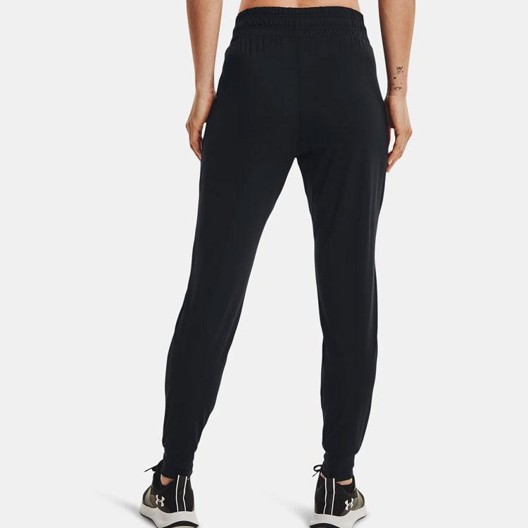 Under Armour Solid Color Drawstring Training Knit Pants Women Bottoms Black 1369385-001