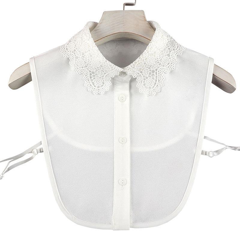 Summer Versatile Fake Collar Shirt Chiffon Flower Embroidery Craft Fake Collar Women'S Shirt Collar Accessories