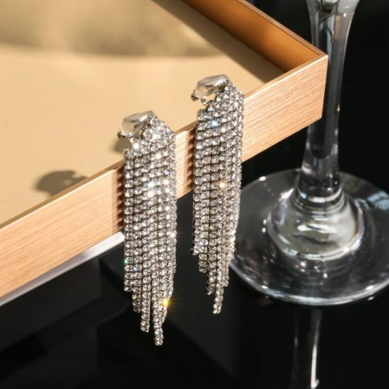 Elegant Rhinestone Tassel Earrings for Women