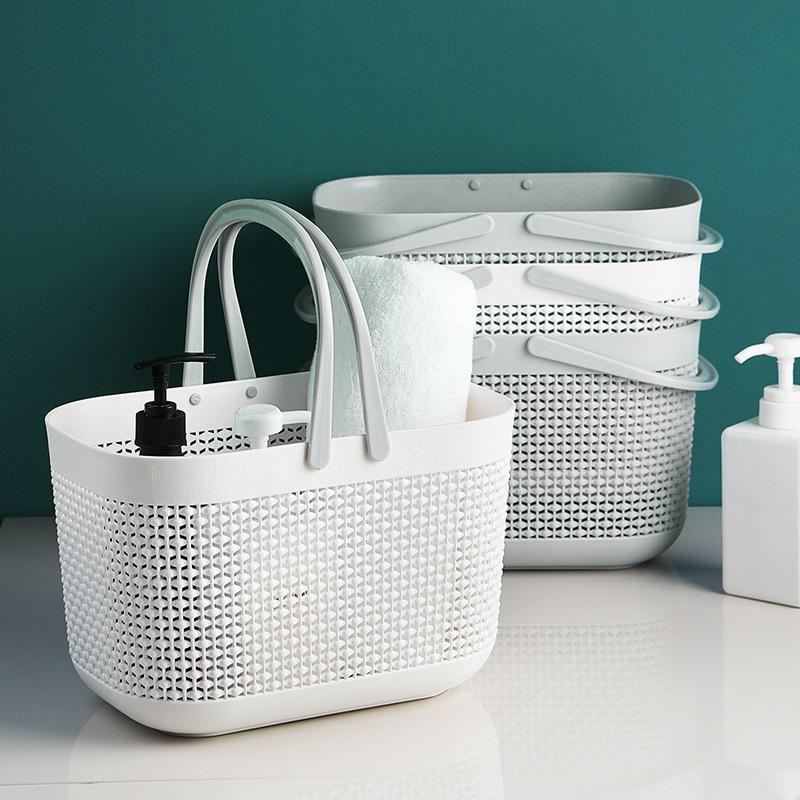 1PC Handheld Shower Basket Plastic Wash Basket New Large Capacity Handheld Storage Basket Portable Space Saving Bath Basket