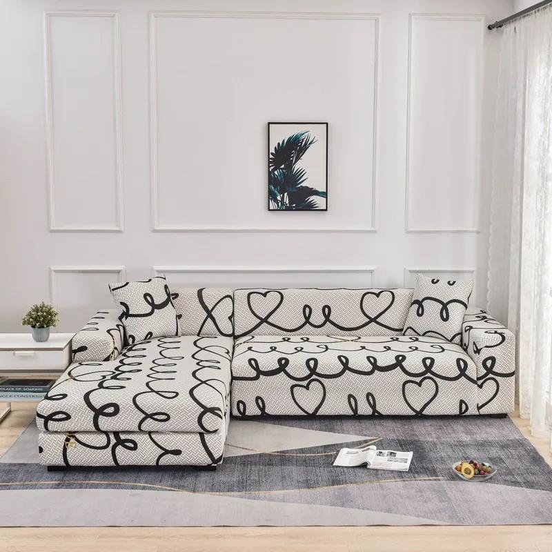 Geometric Sofa Covers for Living Room Elastic Corner Couch Cover Sectional Corner L Shaped Chaise Longue Slipcover Funda De Sofá