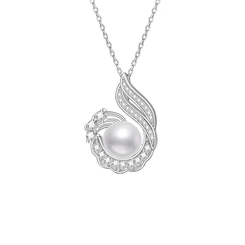 High-End Vintage Shell Pearl Pendant: Phoenix Clavicle Chain in S999 Sterling Silver - Luxurious Gift Necklace for Women