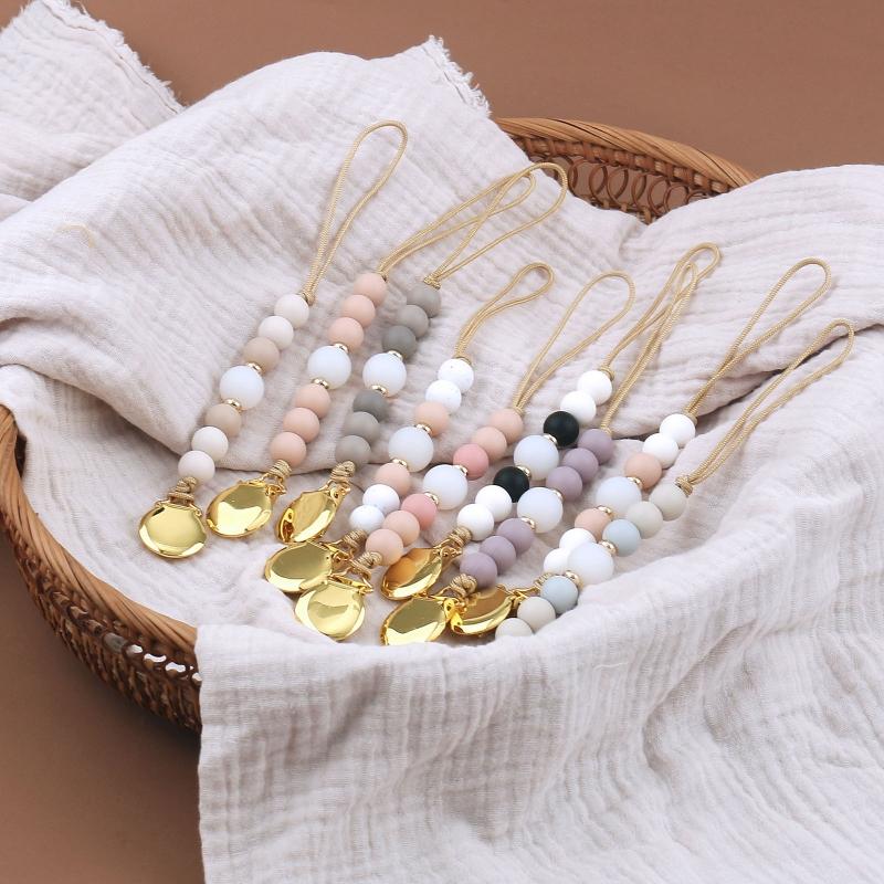 Pacifier Clips Chain Silicone Beads BPA Free DIY Dummy Clip Holder Soother Chains Baby Teething Toys Chew Shower Gifts