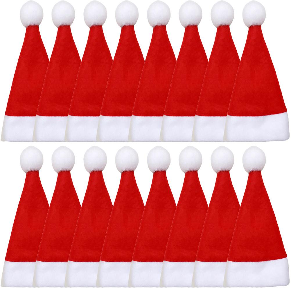 25Pcs Mini Christmas Hat Knife Fork Sleeve Wine Bottle Cover Silverware Holder Festive Table Decoration Holiday Party Supply