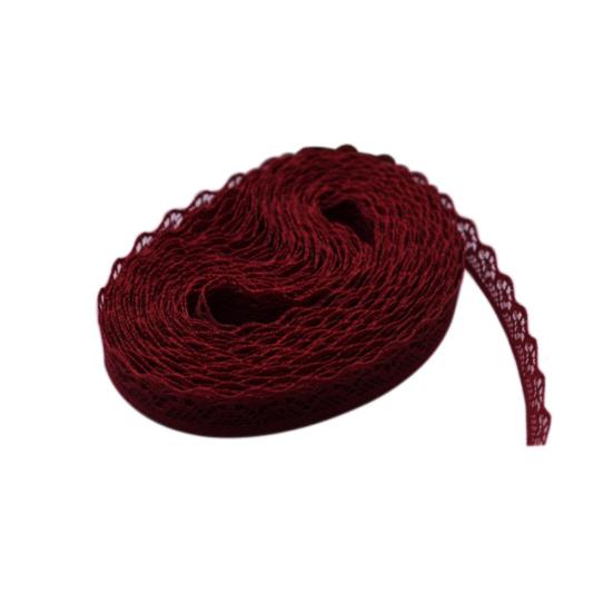 

10 ярдів мереживної стрічки шириною 15 мм з обробкою з тканини DIY Весільна декоративна швейна мотузка вина червоного кольору