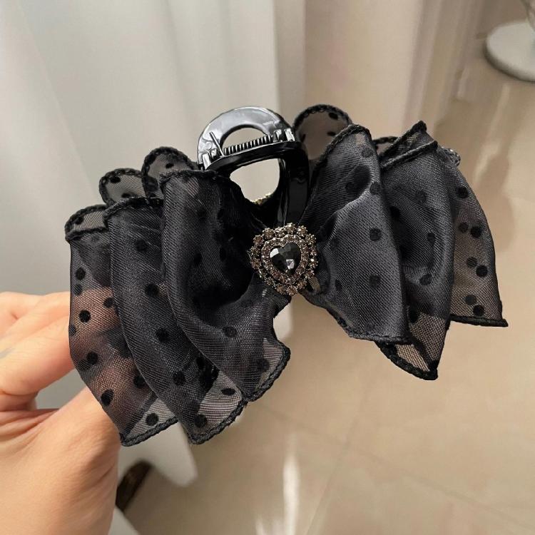 Charm Butterfly Hairpin Polkas Dots Meshes Hair Clip Multipurpose Hair Clamp for Women and Girls