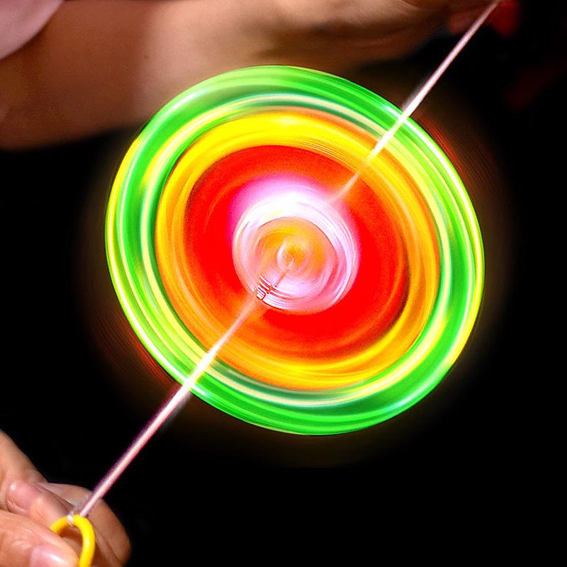 Children s Luminous Pull String Gyro Toy with Whistle Sound and Flashing Lights - Nostalgic Gift